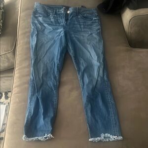 3x1 Blue Ankle Cropped Jeans with Frayed Hems